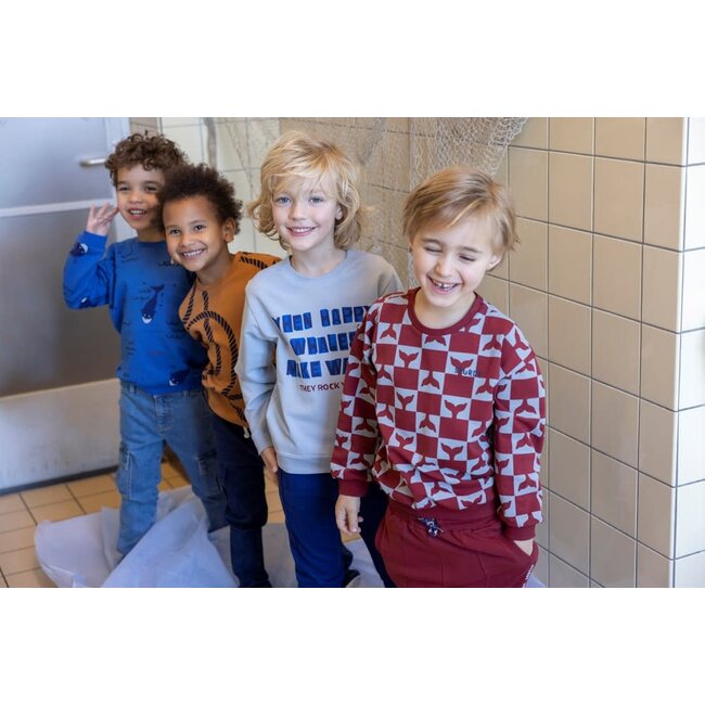 Sturdy - Sweater AOP Hazelnoot - Waves and Whales