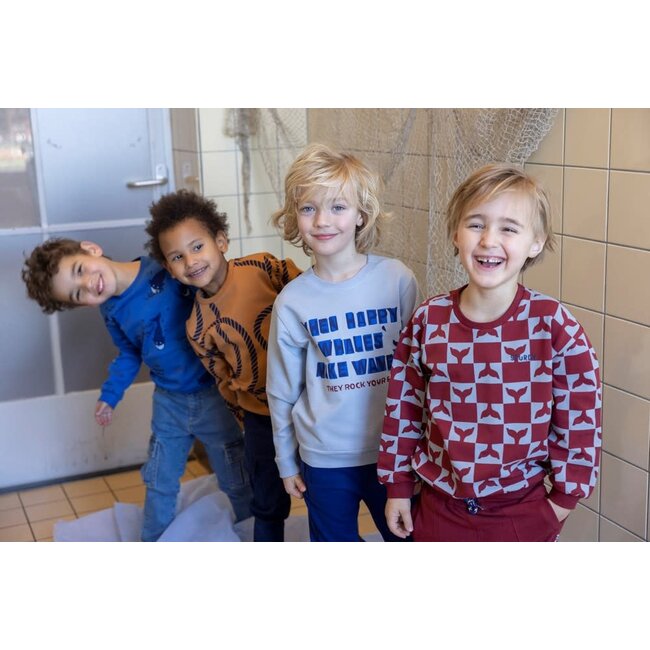 Sturdy - Sweater AOP Hazelnoot - Waves and Whales