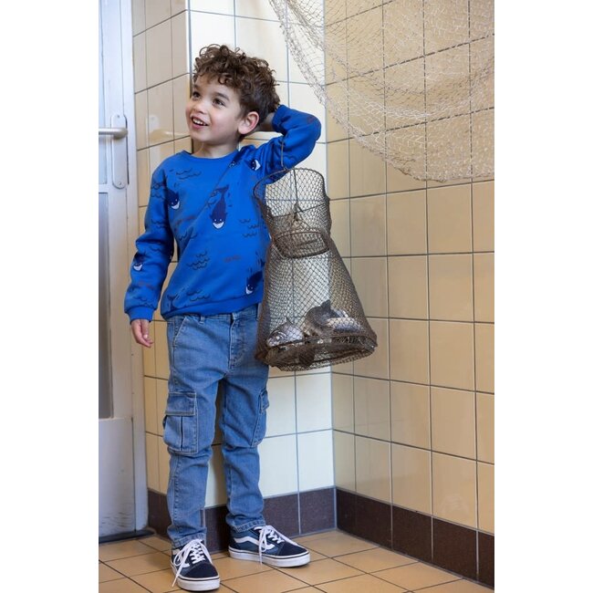 Sturdy - Sweater AOP Aqua - Waves and Whales