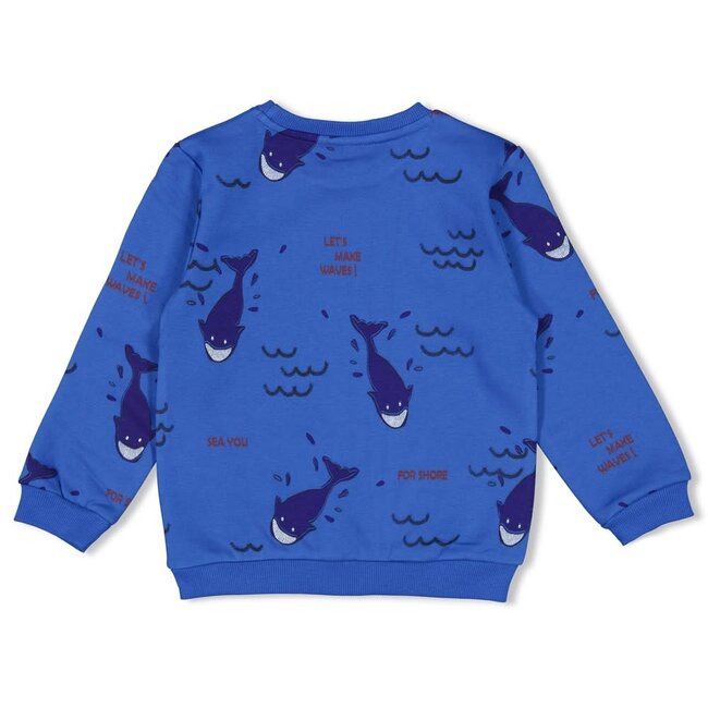Sturdy - Sweater AOP Aqua - Waves and Whales