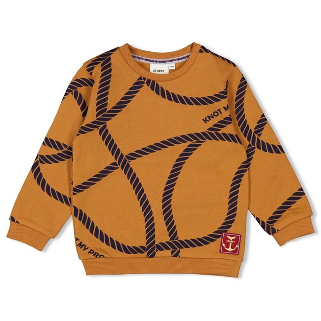 Sturdy - Sweater AOP Hazelnoot - Waves and Whales