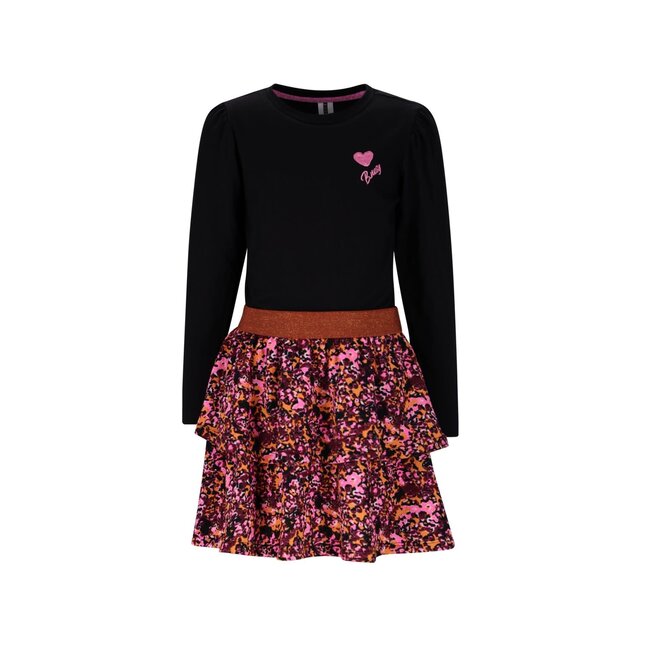 B.Nosy - Dress with 2-Layer Printed Skirt Daphne - Black