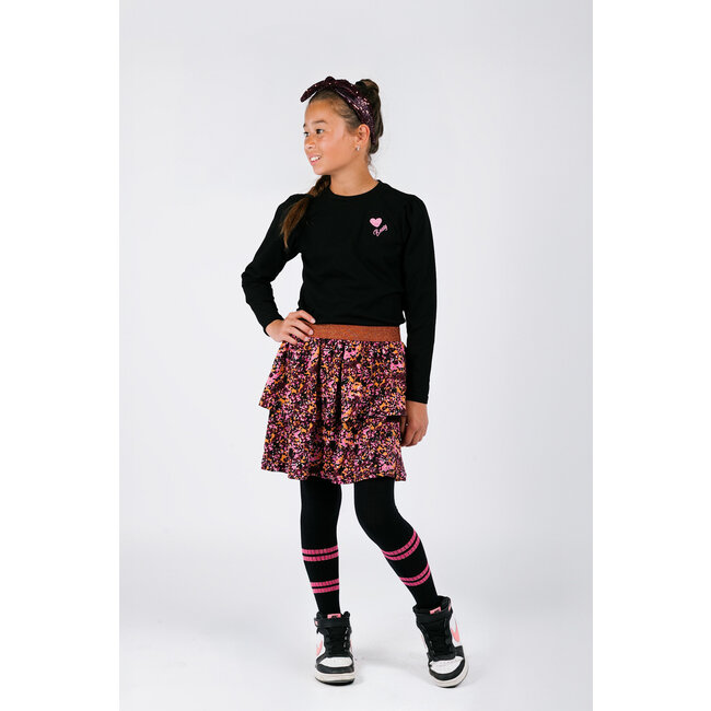 B.Nosy - Dress with 2-Layer Printed Skirt Daphne - Black