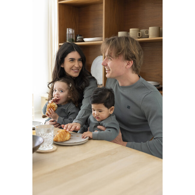 Feetje - Volwassen Pyjama Wafel - Sea Green - Family Edition