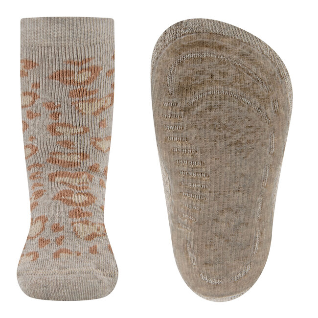 Ewers - Antislip Sokken Donker Beige Panter