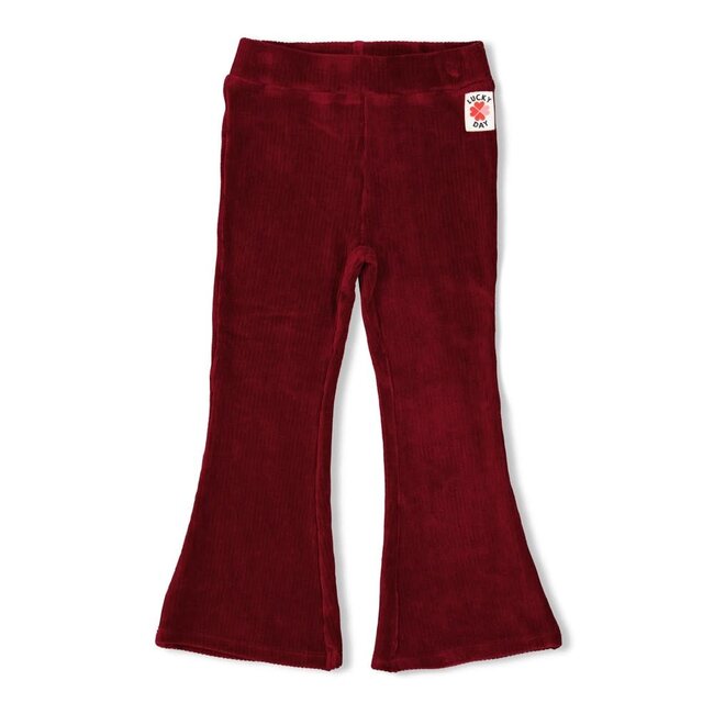Jubel - Flared Broek Velours Rib Bordeaux - Queen Of Hearts