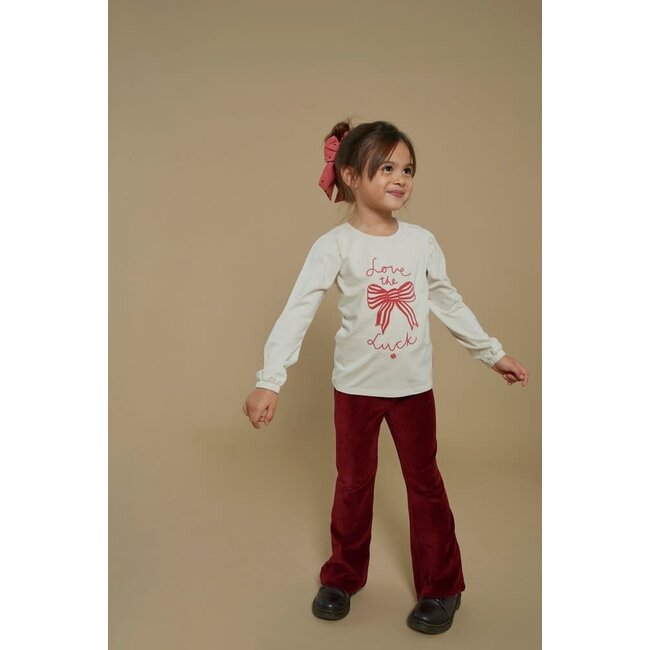 Jubel - Flared Broek Velours Rib Bordeaux - Queen Of Hearts