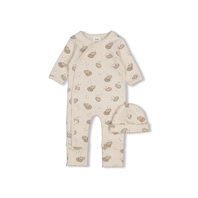 Feetje - Geschenkset Boxpak + Muts AOP Cookie - Offwhite Melange