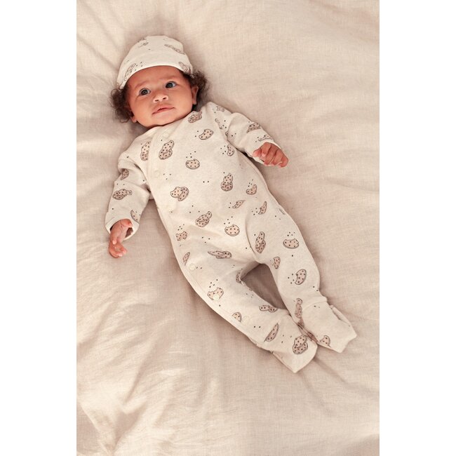 Feetje - Geschenkset Boxpak + Muts AOP Cookie - Offwhite Melange