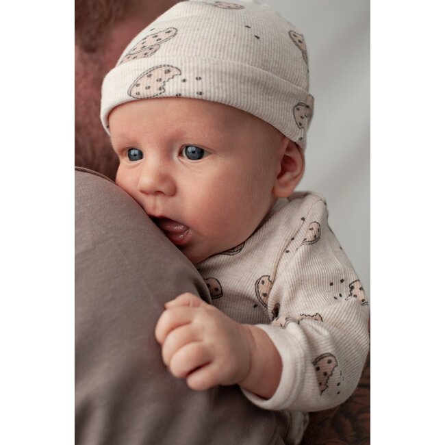 Feetje - Geschenkset Boxpak + Muts AOP Cookie - Offwhite Melange