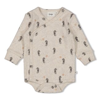 Feetje Feetje - Wikkelromper Rib AOP Offwhite Melange - Sea Sweeties