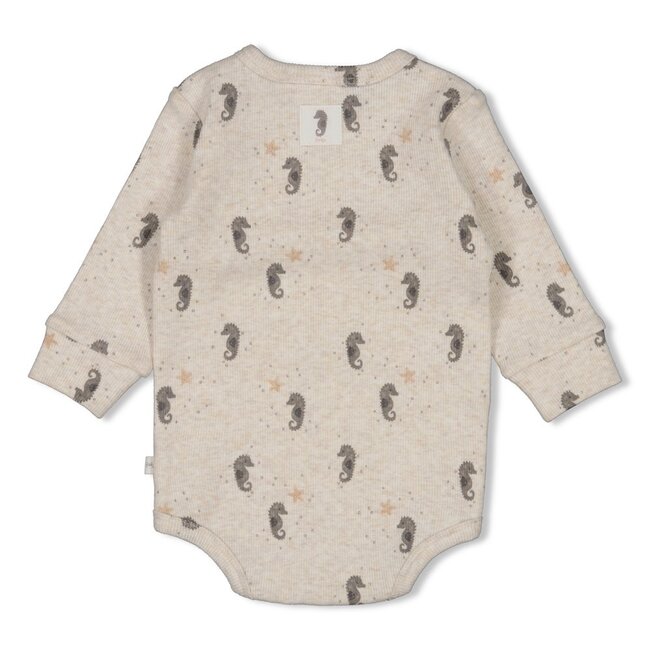 Feetje - Wikkelromper Rib AOP Offwhite Melange - Sea Sweeties