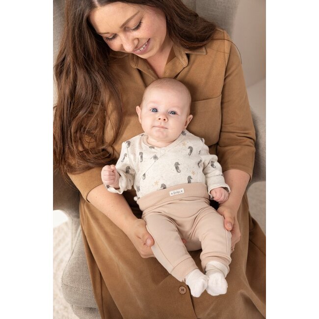 Feetje - Wikkelromper Rib AOP Offwhite Melange - Sea Sweeties