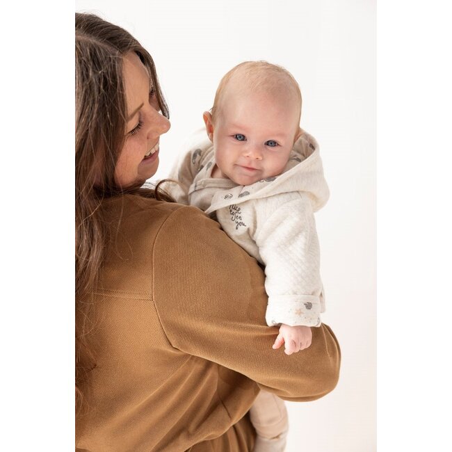 Feetje - Omkeerbaar Jasje met Capuchon AOP Offwhite Melange - Sea Sweeties