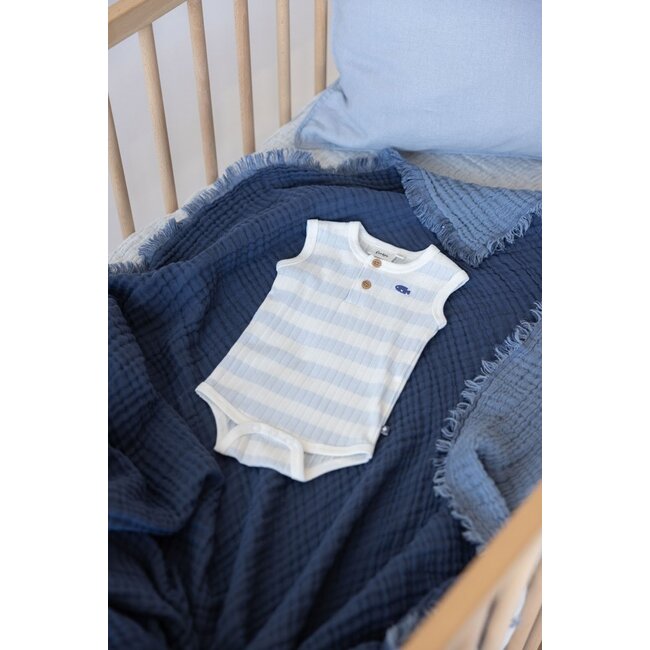 Feetje - Romper Rib met Streep Blauw - Blue Ocean