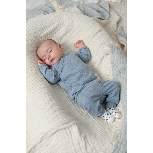 Feetje - Overslagshirt Rib Blauw Melange - Blue Ocean