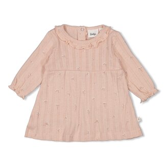 Feetje Feetje - Jurk Pointelle Rib AOP Lichtroze - Delicate Flower