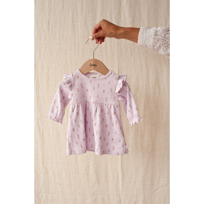 Feetje - Jurk Pointelle Rib AOP Lila - Flower Ranch