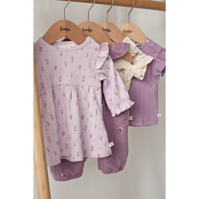 Feetje - Jurk Pointelle Rib AOP Lila - Flower Ranch