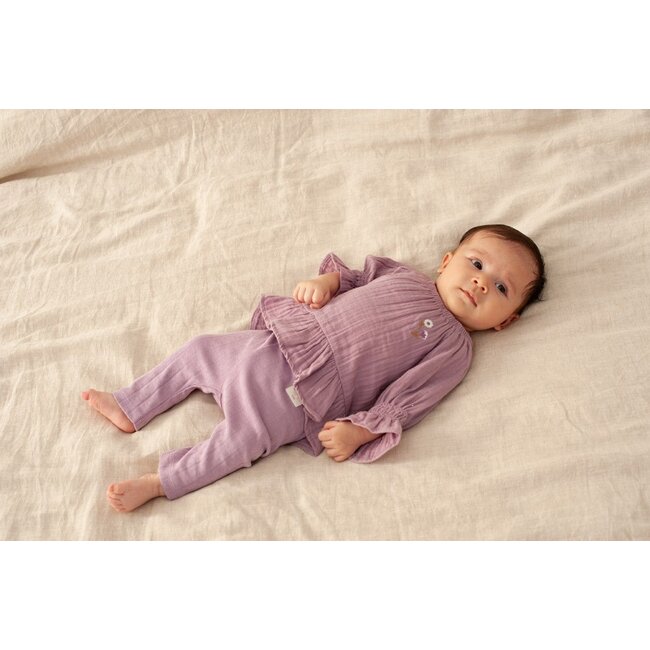 Feetje - Longsleeve Ruches Mousseline Violet - Flower Ranch