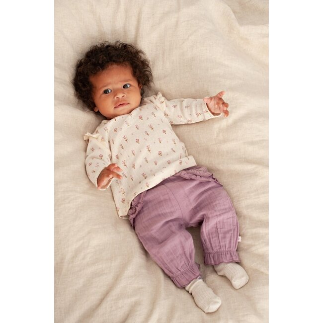 Feetje - Longsleeve Pointelle Rib AOP Offwhite - Flower Ranch