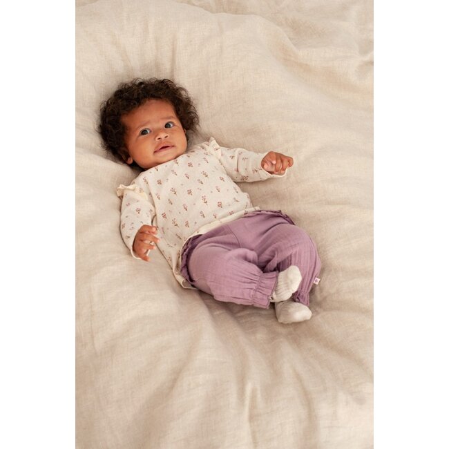 Feetje - Longsleeve Pointelle Rib AOP Offwhite - Flower Ranch