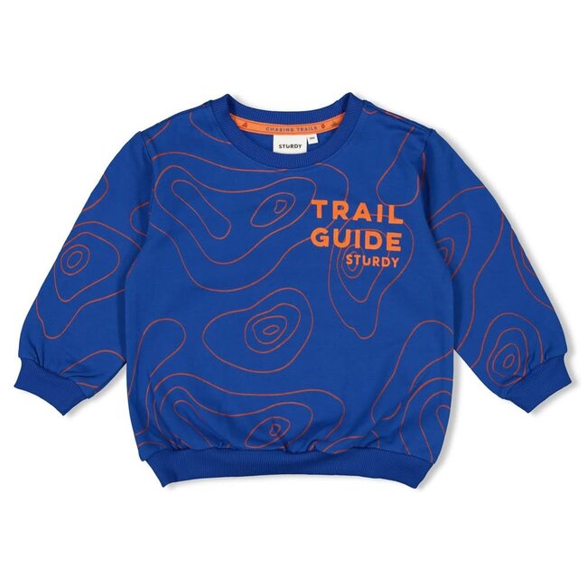 Sturdy - Sweater AOP Blauw - Chasing Trails
