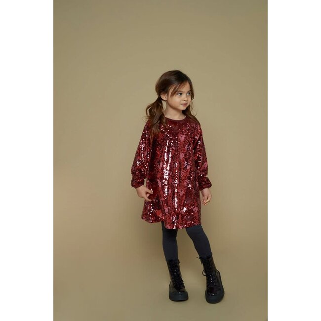Jubel - Pailetten Jurk Bordeaux - Queen Of Hearts
