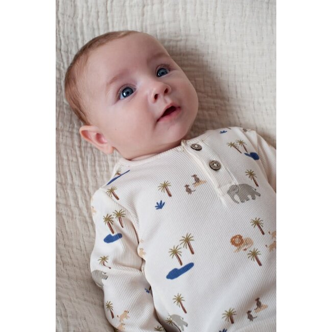 Feetje - Longsleeve Rib AOP Offwhite - Safari Savage