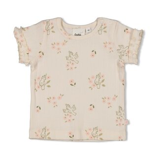 Feetje Feetje - T-shirt Pointelle Rib AOP Offwhite - Let Your Dreams Blossom