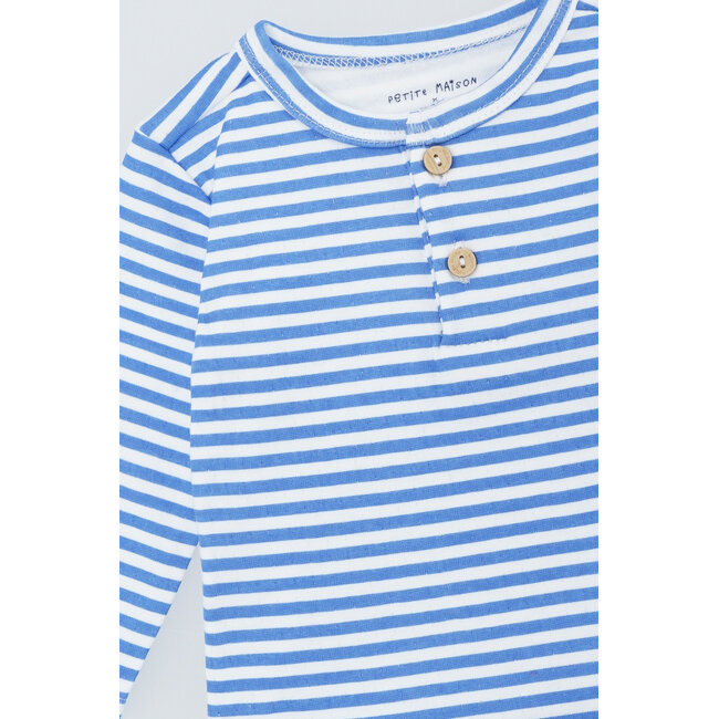 Petite Maison - Longsleeve with Placket Ko - AOP Blue Stripe