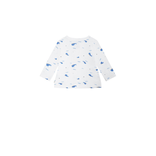 Petite Maison - Longsleeve with Placket Ko - AOP Blue Whale