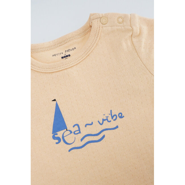 Petite Maison - T-shirt with Chest Print Kai - Honey Peach