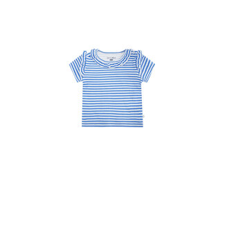 Petite Maison Petite Maison - T-shirt with Ruffle Detail Kayak - AOP Blue Stripe
