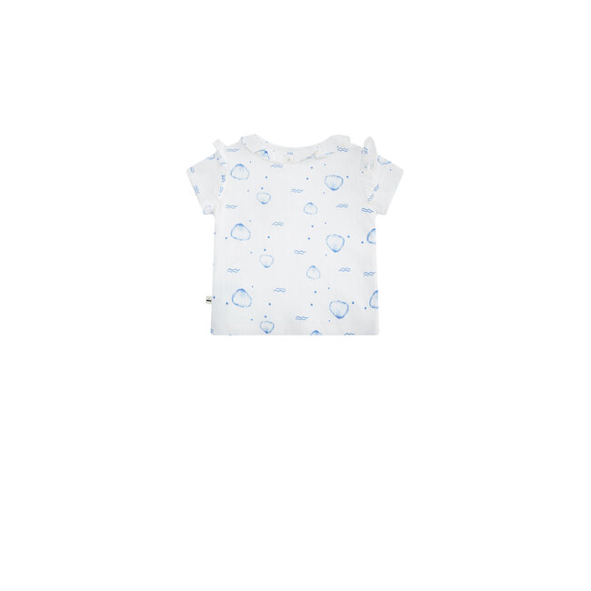 Petite Maison - T-shirt with Ruffle Detail Kayak - AOP Blue Shell