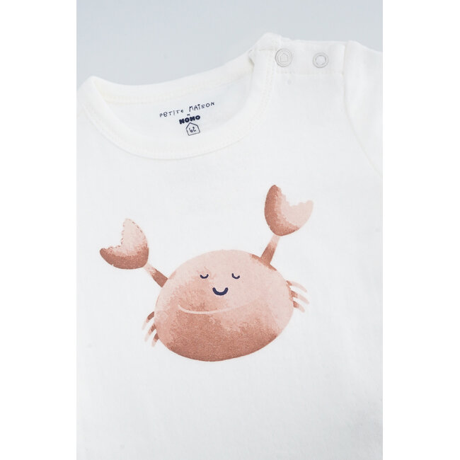 Petite Maison - T-shirt with Chest Print Kai - Nature White