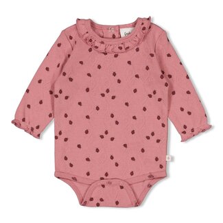 Feetje Feetje - Romper Ajour Rib AOP Roze - Ladybug