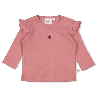 Feetje Feetje - Longsleeve Ajour Rib Roze - Ladybug