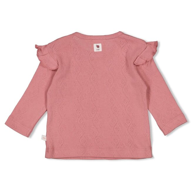 Feetje - Longsleeve Ajour Rib Roze - Ladybug
