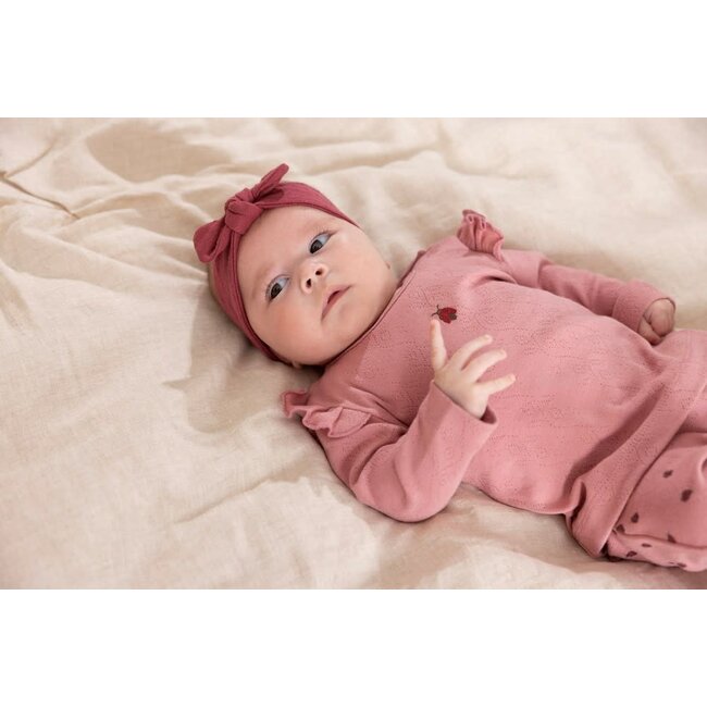 Feetje - Longsleeve Ajour Rib Roze - Ladybug