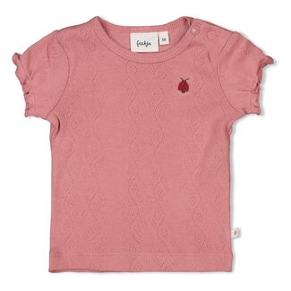 Feetje Feetje - T-shirt Ajour Rib Roze - Ladybug