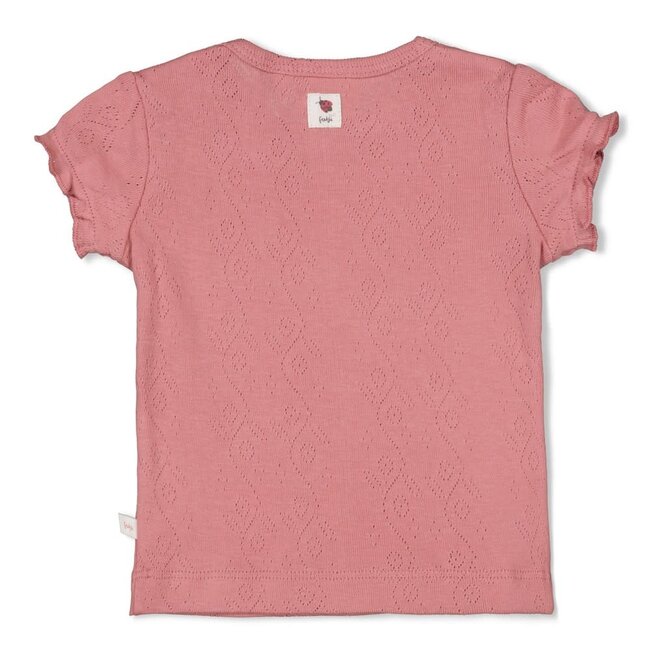Feetje - T-shirt Ajour Rib Roze - Ladybug