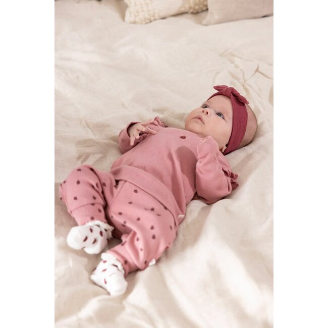 Feetje - Broek Ajour Rib AOP Roze - Ladybug