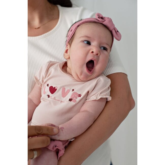 Feetje - Haarband Ajour Rib AOP Roze - Ladybug