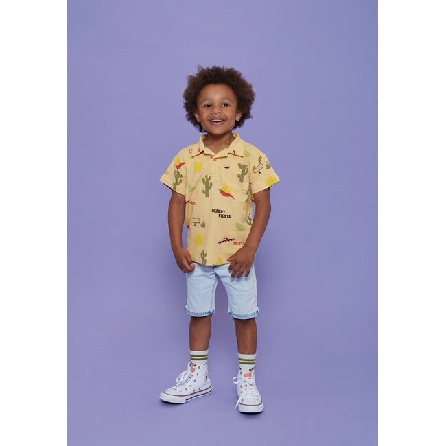 Sturdy - Polo AOP Wafelstructuur Geel - Desert Fiesta