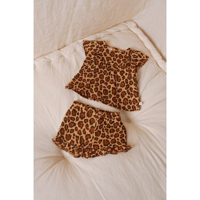 Feetje - Top + Short Mousseline AOP Camel - Summer Woven