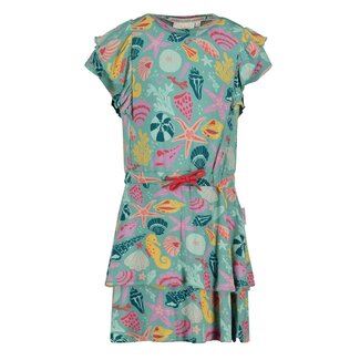 Jubel Jubel - Jurk Ruches AOP Jade Groen - Lazy Lagoon