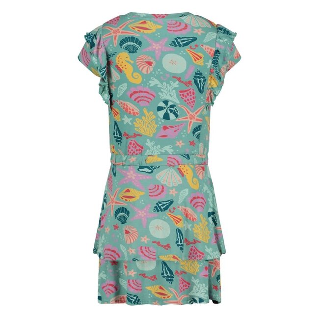 Jubel - Jurk Ruches AOP Jade Groen - Lazy Lagoon