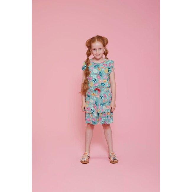 Jubel - Jurk Ruches AOP Jade Groen - Lazy Lagoon