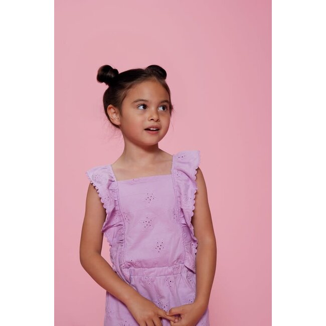 Jubel - Jumpsuit Kort Broderie Anglaise Violet - Lazy Lagoon